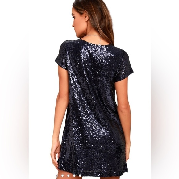 Lulus Light Up the Night Navy Blue Sequin Shift Dress XS - Picture 3 of 12